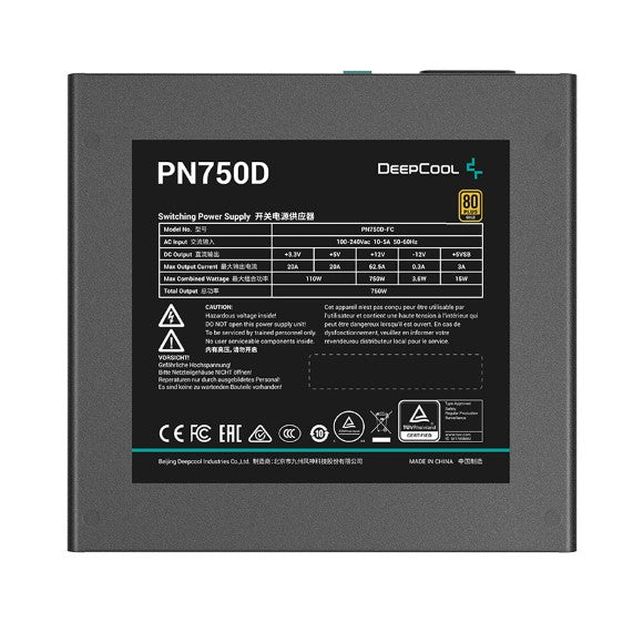 Deepcool Power Supply PN750D 750 Watt 80+ Gold Non Modular Deepcool Power Supply PN750D 750 Watt 80+ Gold Non Modular